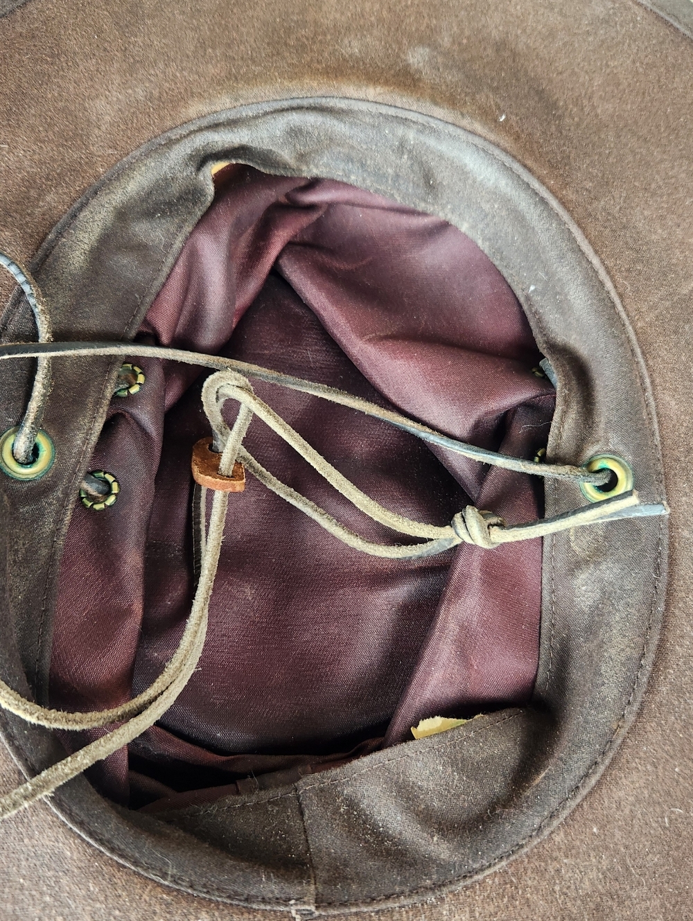 OUTBACK LEATHER Cowboy Hat Men's Large 7 1/4 Brown Leather Western Australia - Picture 4 of 8